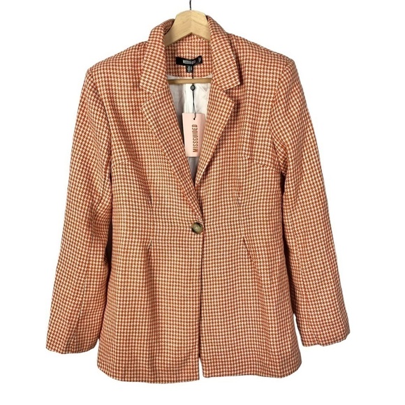Missguided Orange Tailored Herringbone Boucle Blazer 4 - Picture 1 of 3